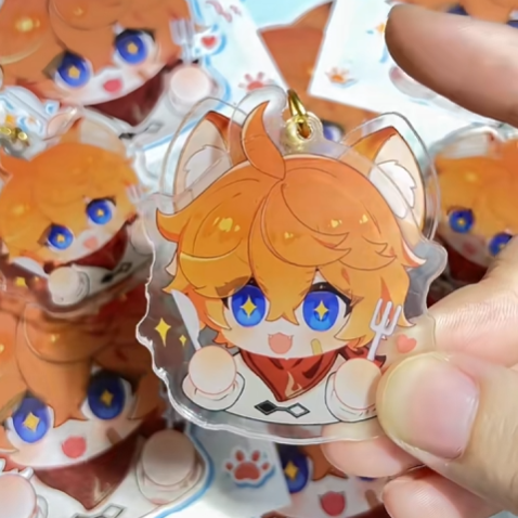 Custom Ear Flick Acrylic Keychains pikakey